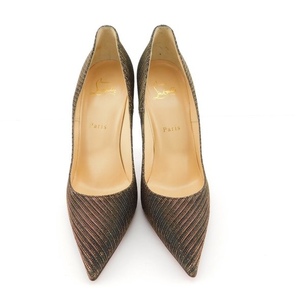 CHRISTIAN LOUBOUTIN Black & Gold Shimmer Pumps 39 - Picture 2 of 10
